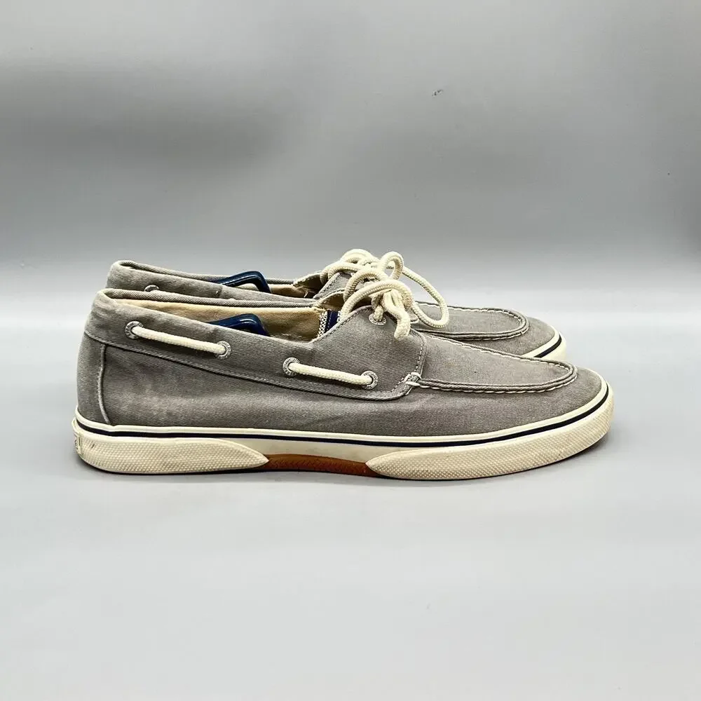 Sperry Shoes Mens 11.5 Gray Canvas Top Sider Boat Deck Moc Toe Casual Comfort